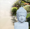 Buddha Steinfiguren Sifat: Buddhakopf als Steingussdekoration