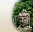 Buddha Statue Mencari: Buddhakopf aus Stein als Kunstwerk