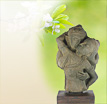 Buddha Relief Satu: Buddhamotiv - Die Liebenden als Steinfigur