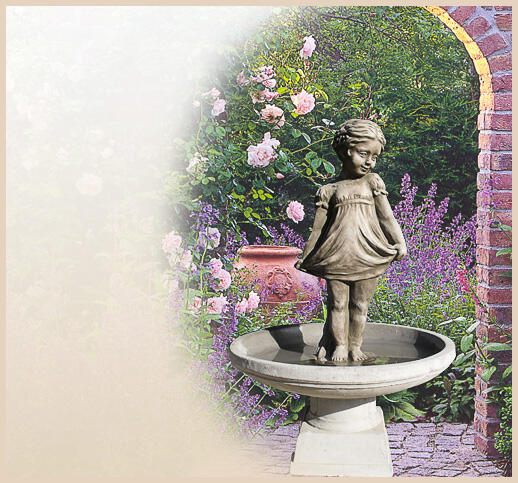Cinderella - Dekoratives Garten Vogelbad mit Mädchenfigur