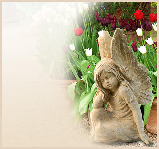 Schlummerndes Engelmädchen - Gartenskulpturen mit Engelmotiv aus Stein