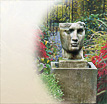 Gartenbrunnen aus Stein Maschera: Zimmerspringbrunnen mit Umlaufpumpe