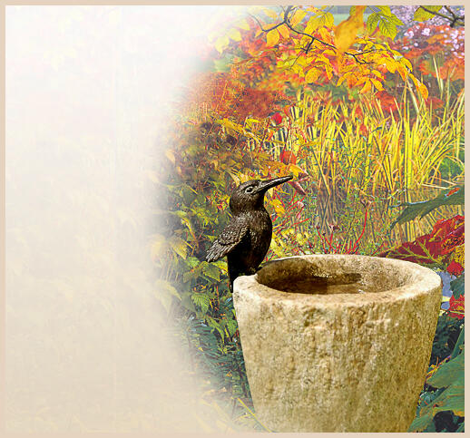 Peppino - Kleines Vogelbad mit Bronzevogel